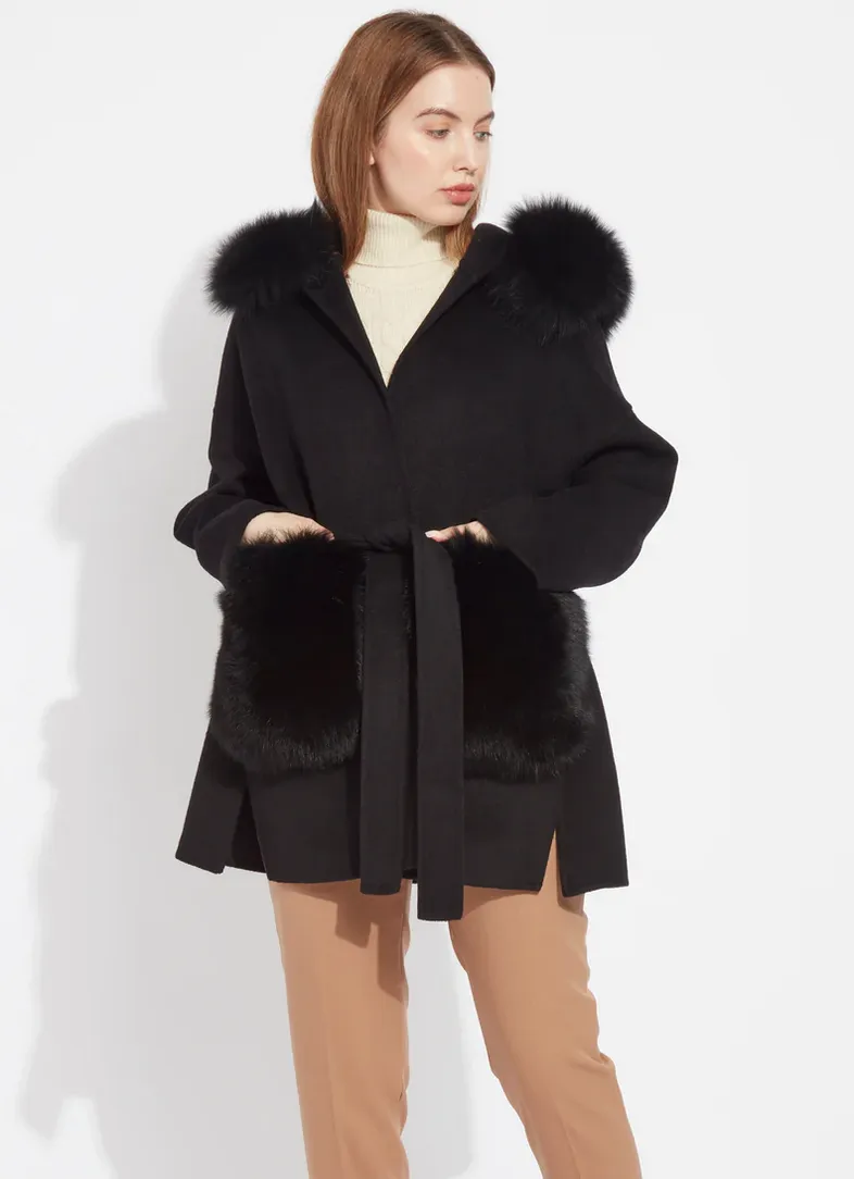 Olympia Cashmere Coat - Black