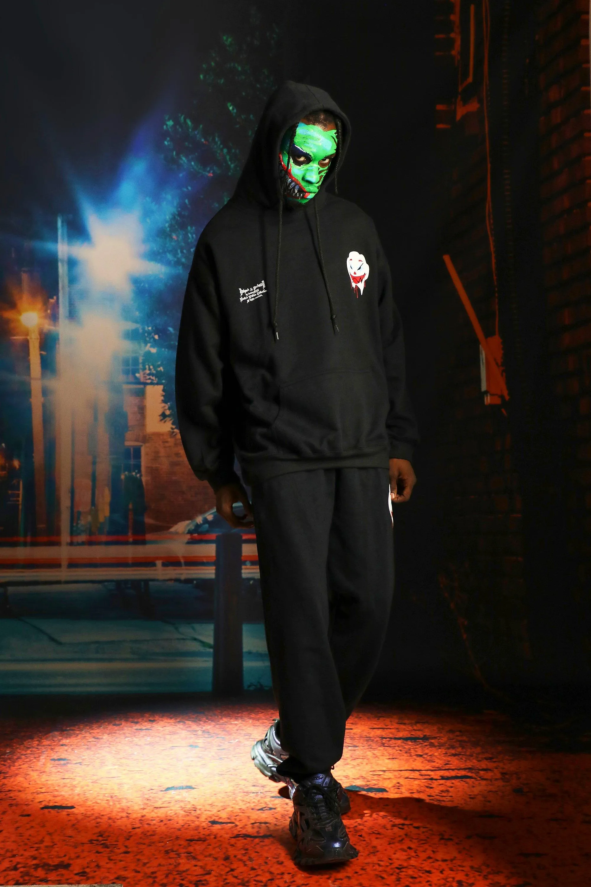 Oversized Halloween Drip Face Hood Tracksuit