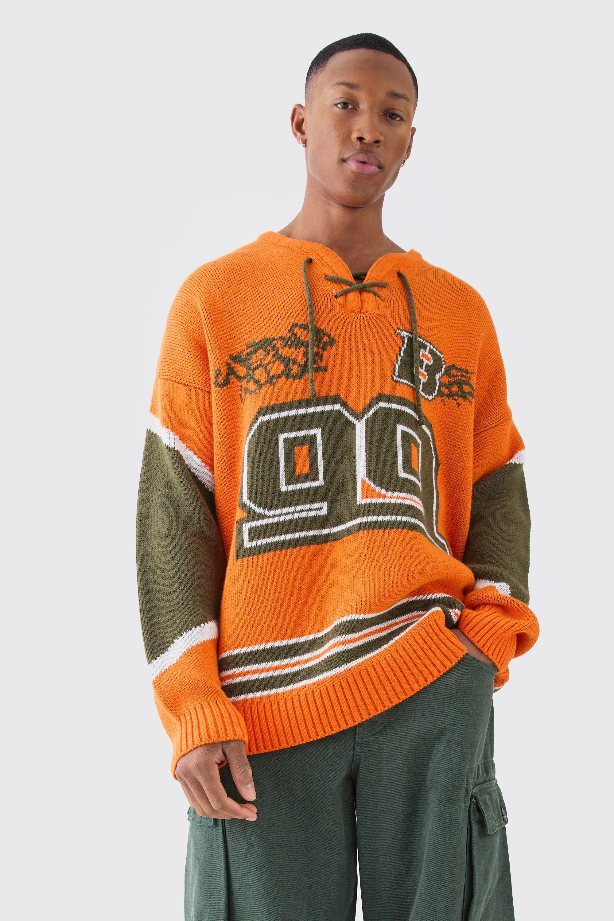 Oversized Lace Up Hockey Sweater