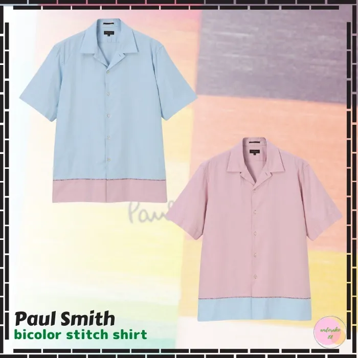 Paul Smith  |Street Style Bi-color Cotton Short Sleeves Shirts