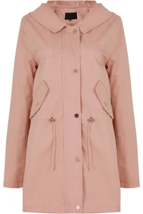 Pink Cotton Hooded Field Coat