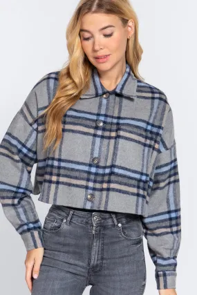 Plaid Oversized Crop Jacket