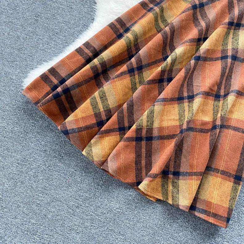 Plaid Wool Vintage-Academia Skirt