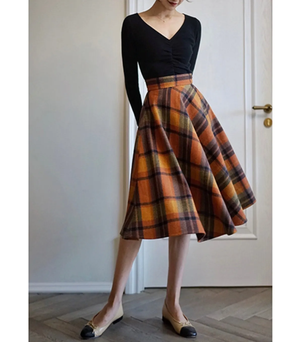 Plaid Wool Vintage-Academia Skirt