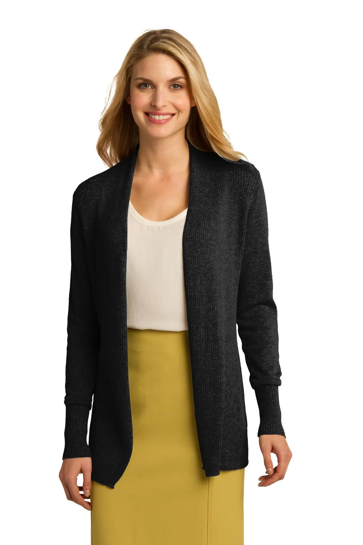 Port Authority Ladies Open Front Cardigan Sweater LSW289 Black