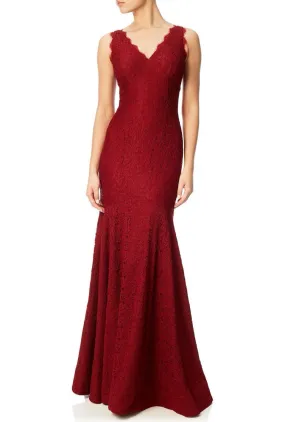 Rent: Adrianna Papell - Sleeveless V Neck Lace Trumpet Gown