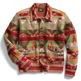 RRL by Ralph Lauren Long Sleeve Cardigan Tan / Red / Multi