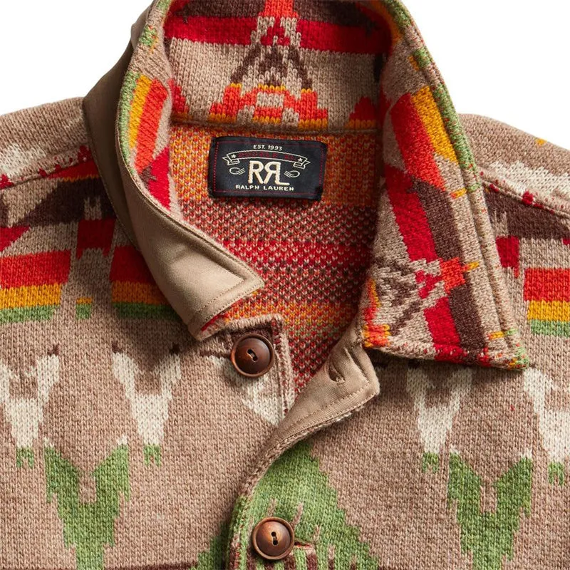 RRL by Ralph Lauren Long Sleeve Cardigan Tan / Red / Multi