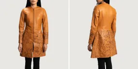 Sandy Tan Dye Leather Coat