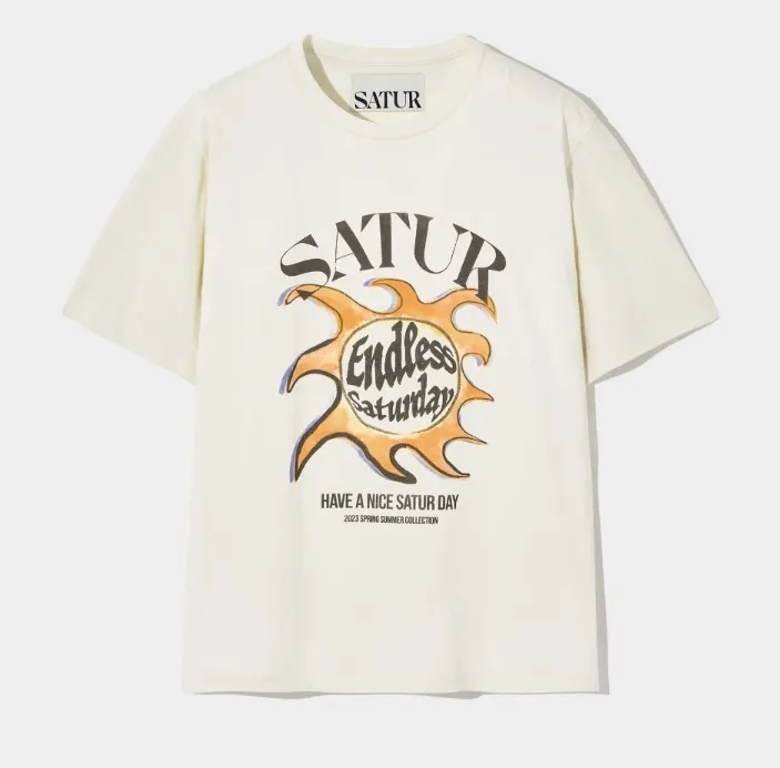 SATUR  |Unisex Street Style Plain Cotton Logo T-Shirts