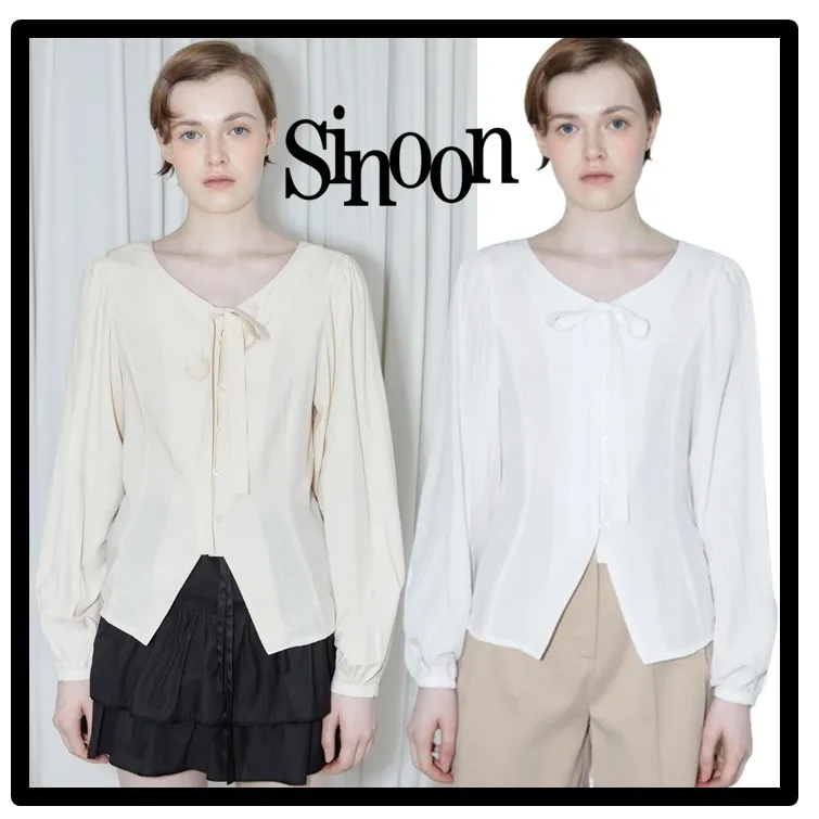 sinoon  |Casual Style Sweat Street Style Logo Shirts & Blouses