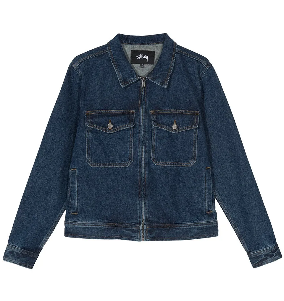 STSSY DENIM GARAGE JACKET // DARK BLUE