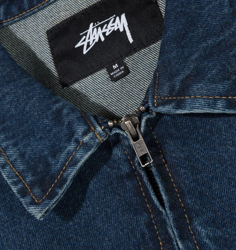 STSSY DENIM GARAGE JACKET // DARK BLUE