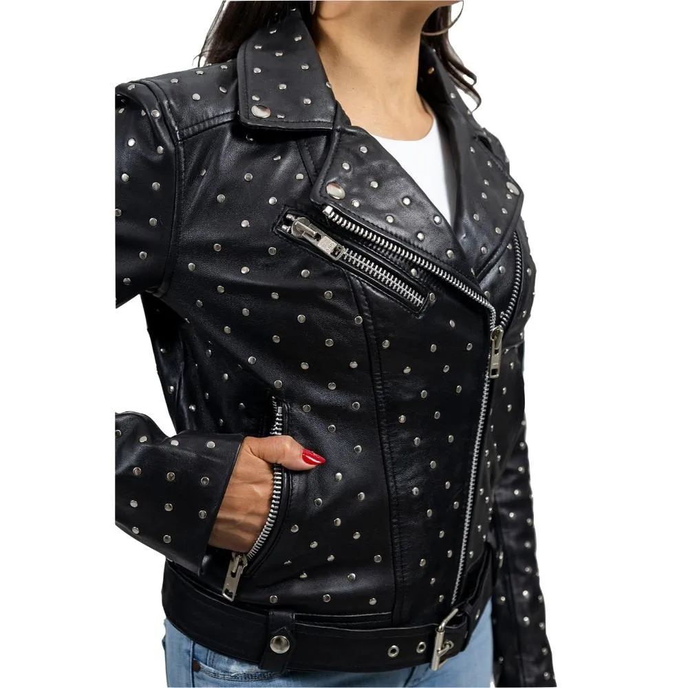 Stud Bomb Womens Leather Jacket