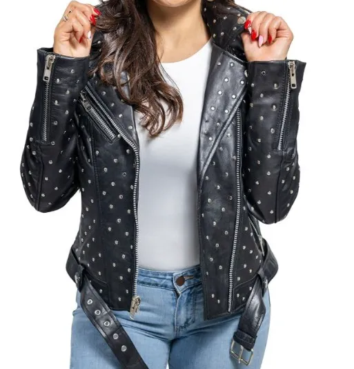 Stud Bomb Womens Leather Jacket