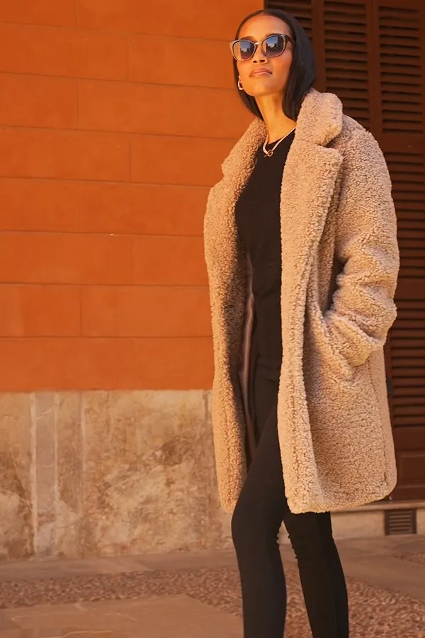 Taupe Super Cosy Borg Coat