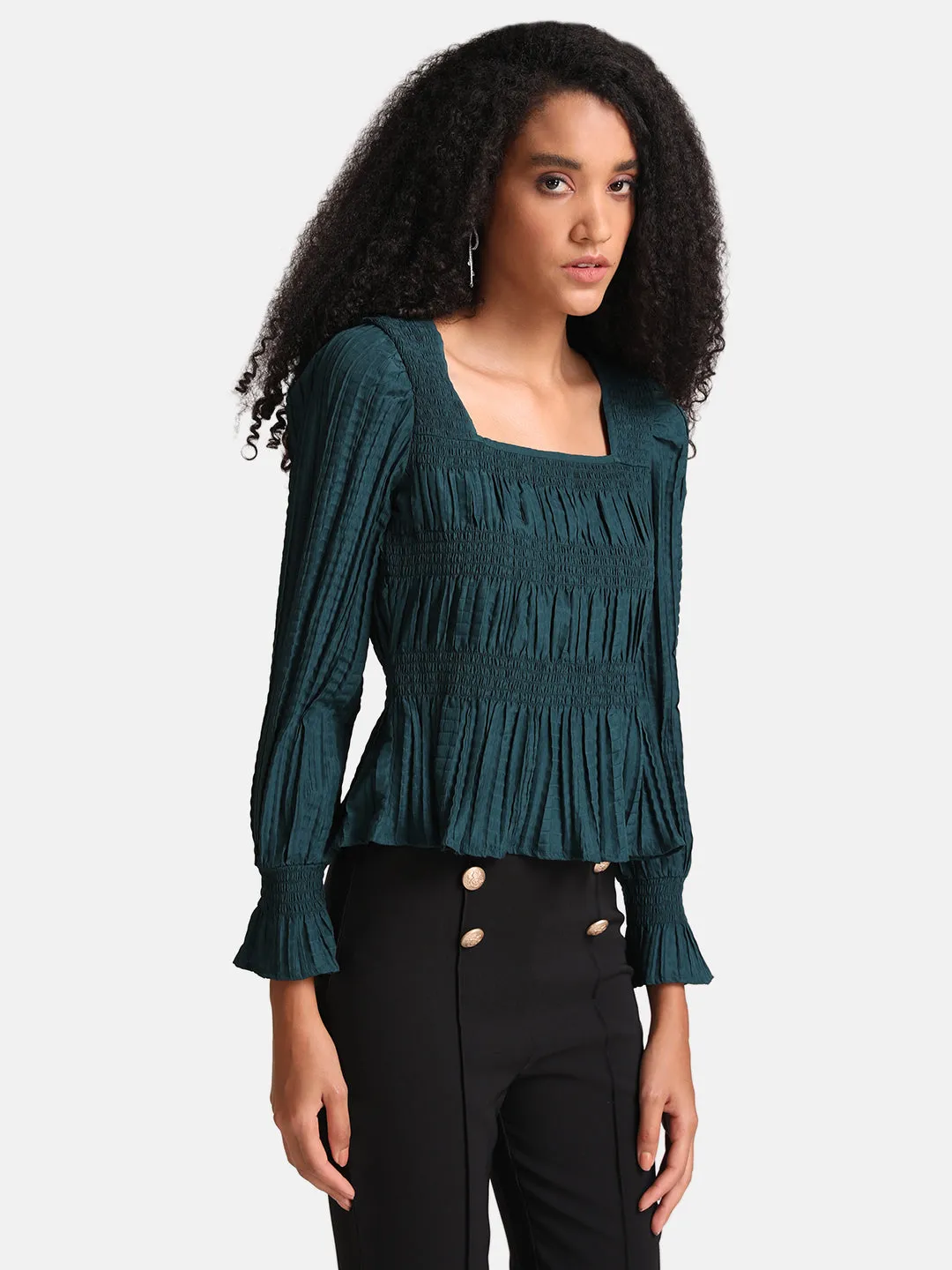 Textured Pleated Top