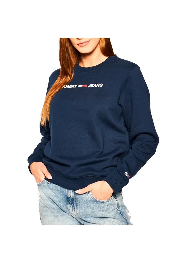 Tommy Hilfiger Women Logo Crew Sweatshirt Navy