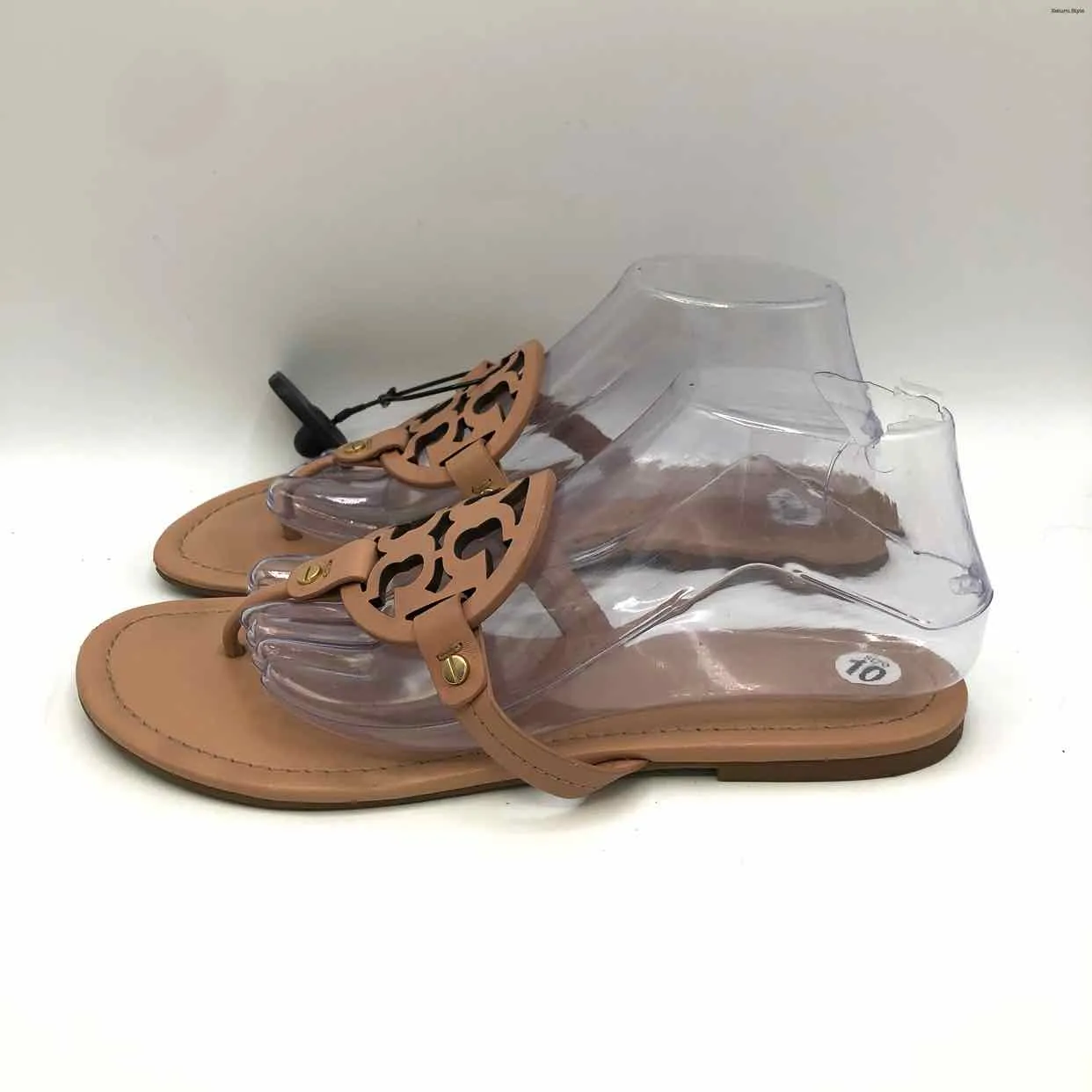 TORY BURCH Nude Gold Leather Thong Sandal Shoe Size 10 Shoes