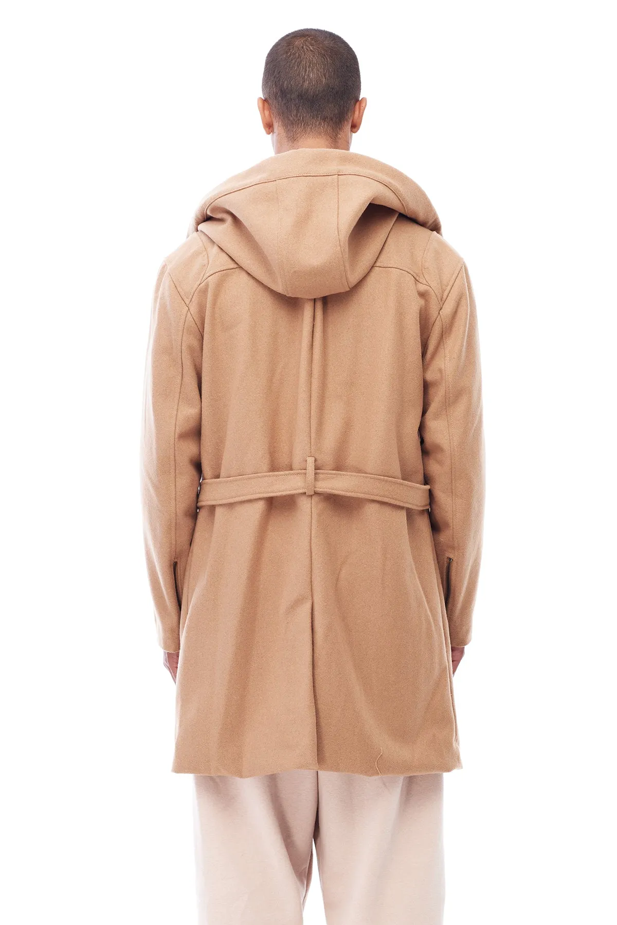 TRENCH COAT WITH HOOD IN CAMEL