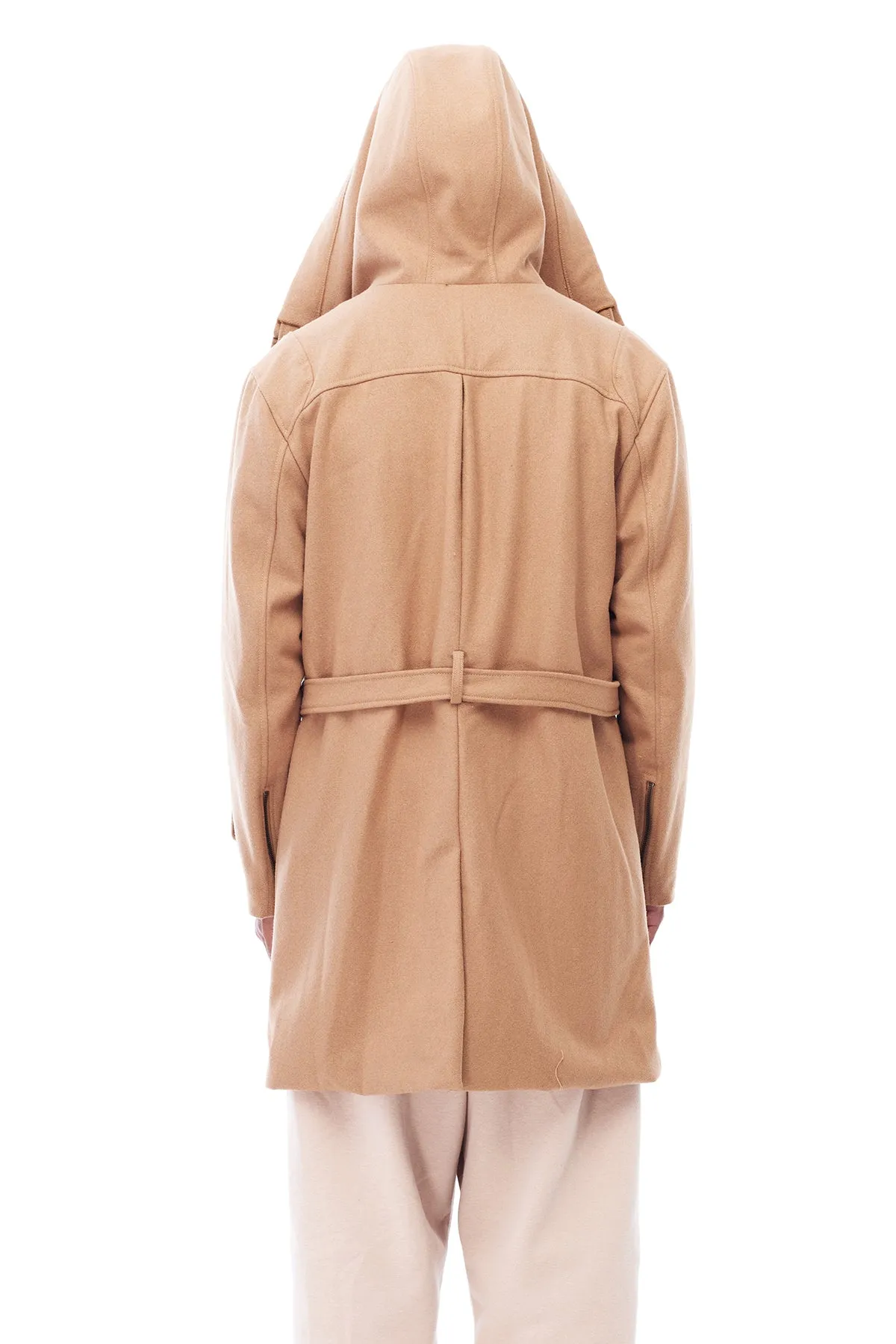 TRENCH COAT WITH HOOD IN CAMEL