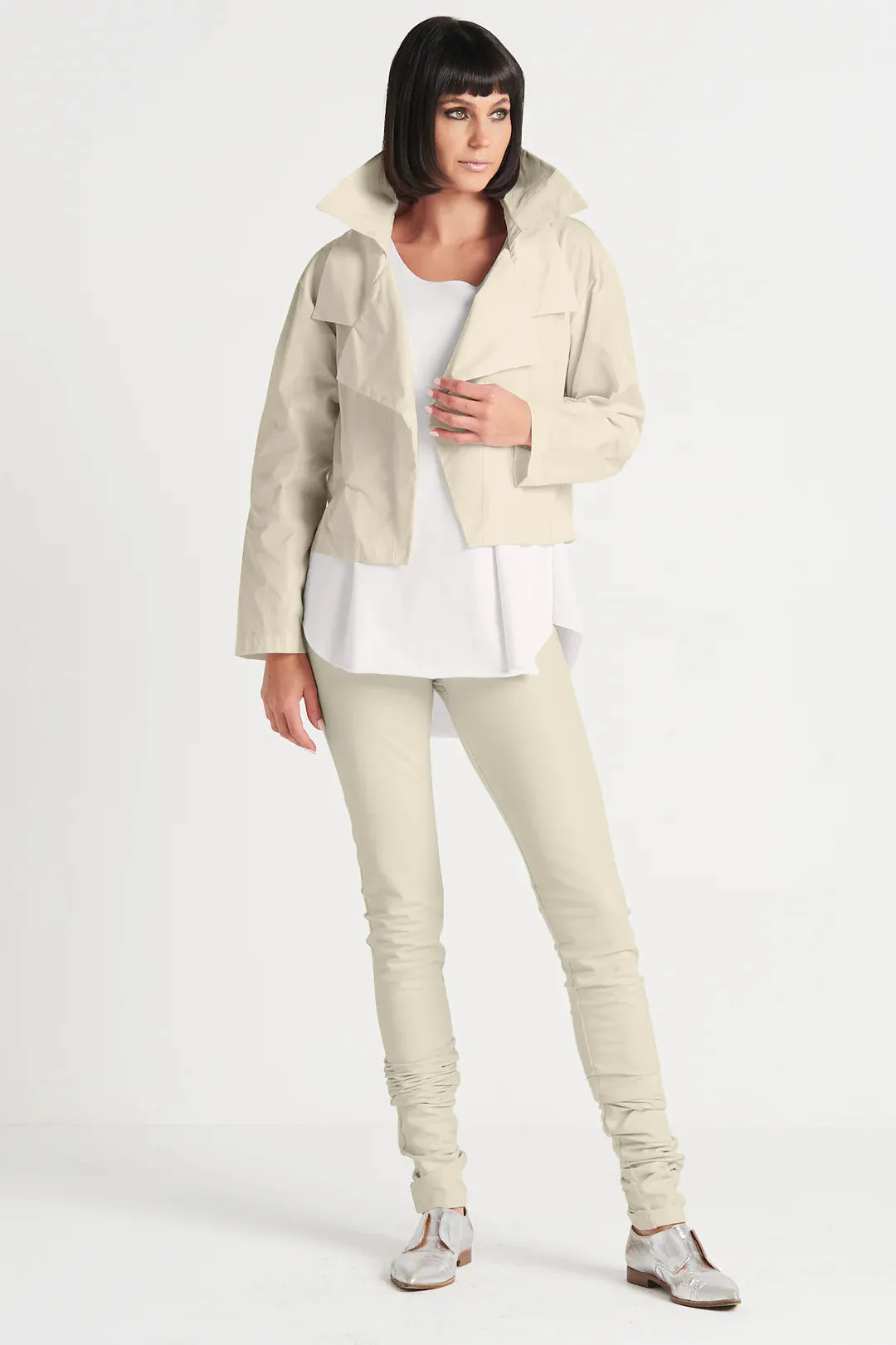 Triple Collar Jacket in Sand