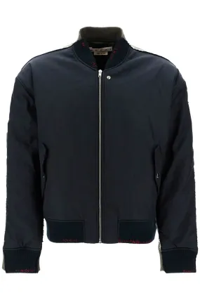 two-tone bomber jacket with stitching