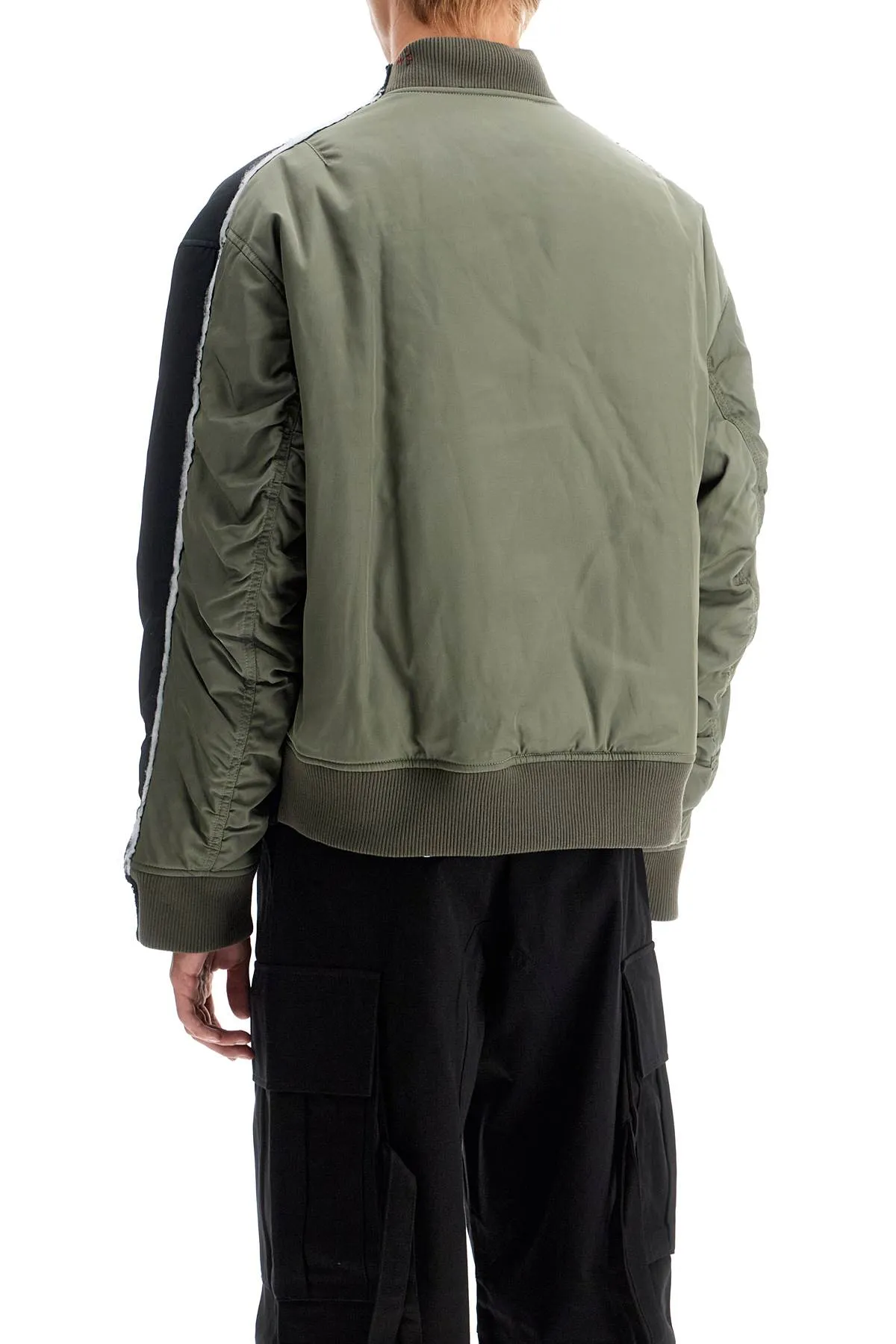 two-tone bomber jacket with stitching