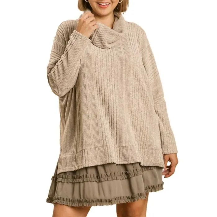 Umgee USA Ribbed Cowl Sweater