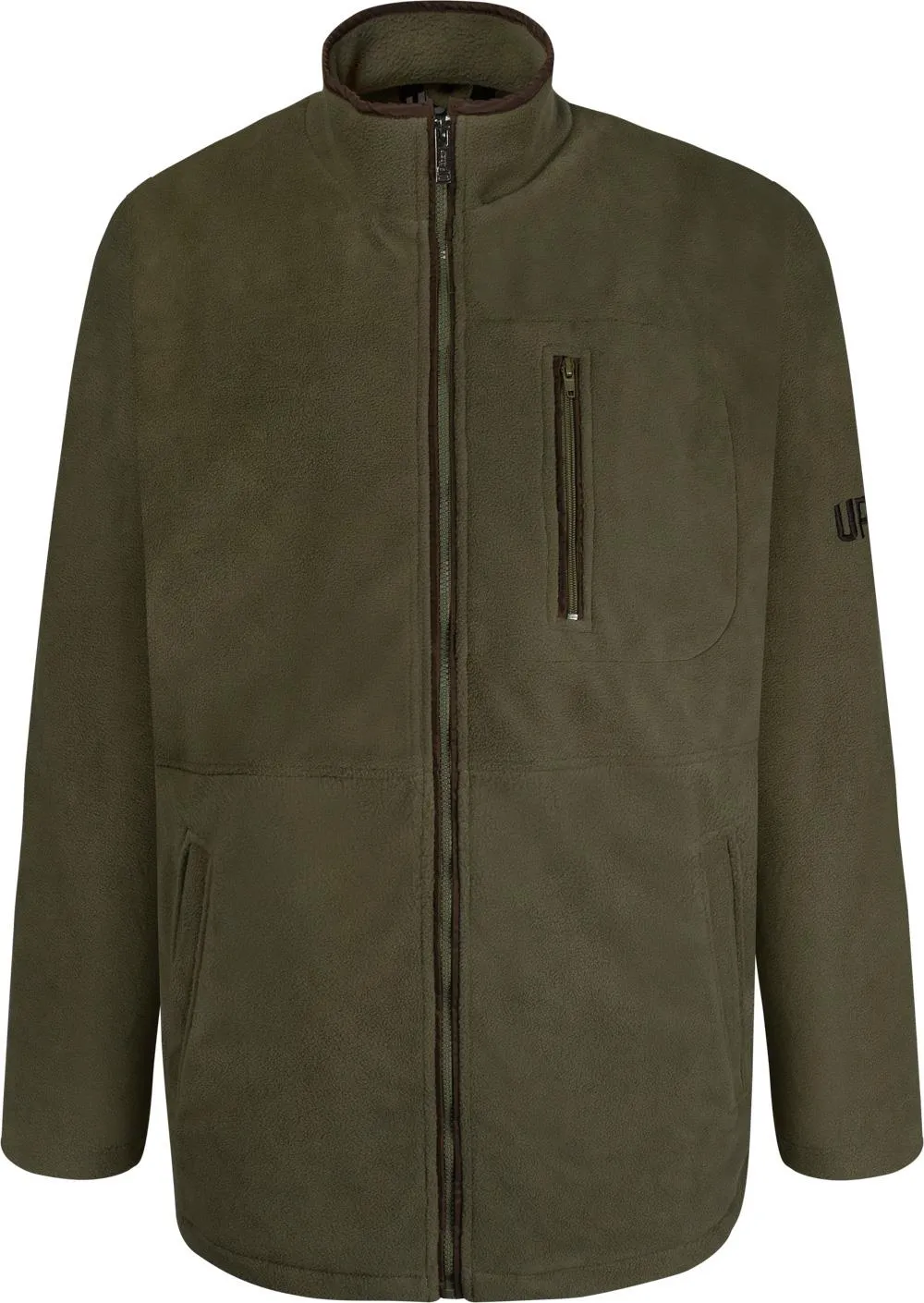 Uptheir Luxury Abe Leather Trim Fleece Jacket - Green