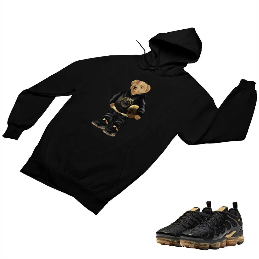 VaporMax Plus Black and Gold Matching Custom Designed Hoodies AVP 2-6-16