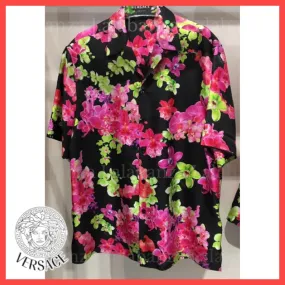 VERSACE  |Flower Patterns Short Sleeves Luxury Outlet Shirts