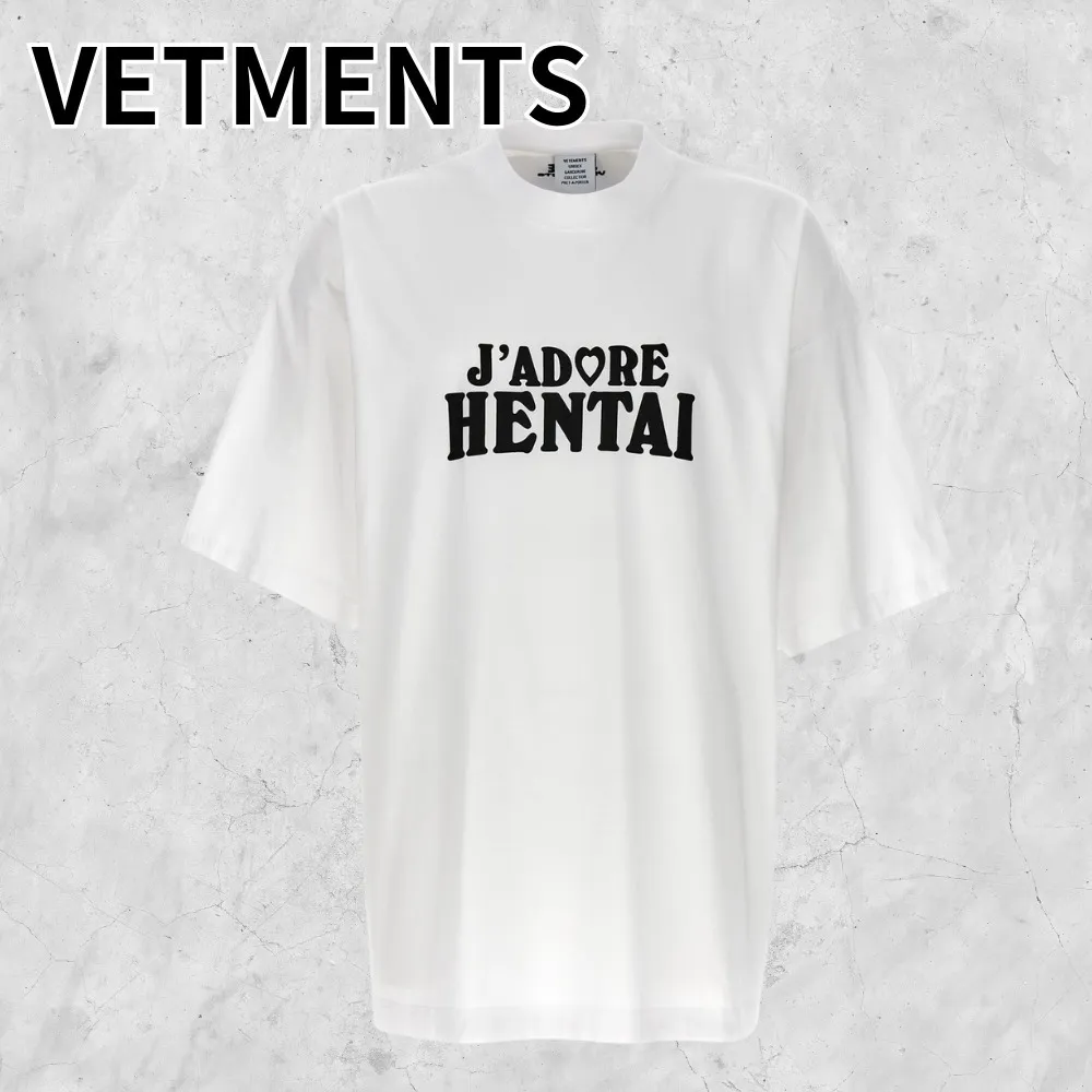 VETEMENTS  |Unisex Street Style Cotton Short Sleeves Oversized Logo