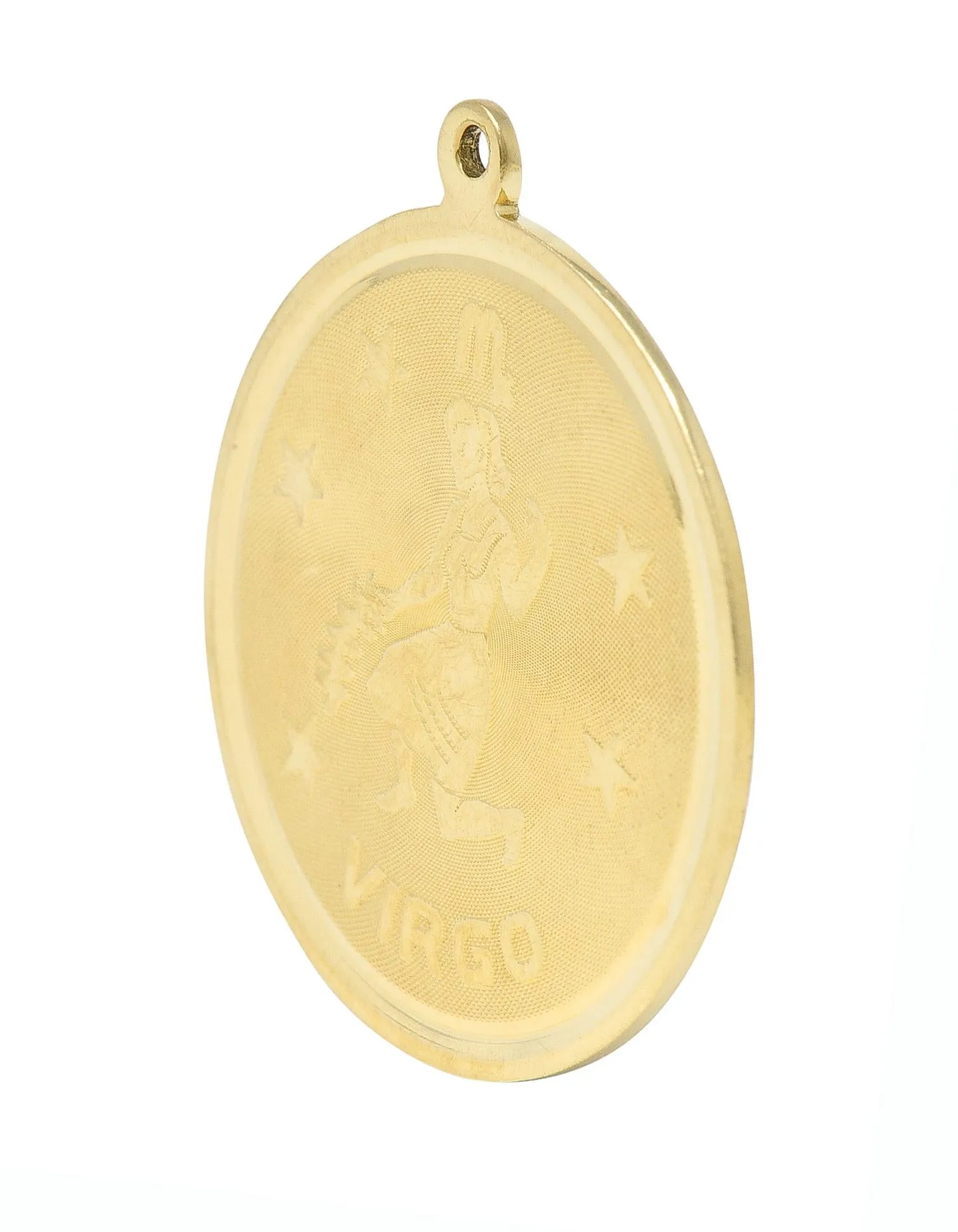 Vintage 14 Karat Yellow Gold Virgo Zodiac Medallion Pendant Charm