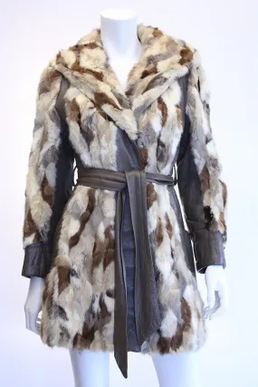 Vintage 60's Patchwork Mink Fur & Leather Coat