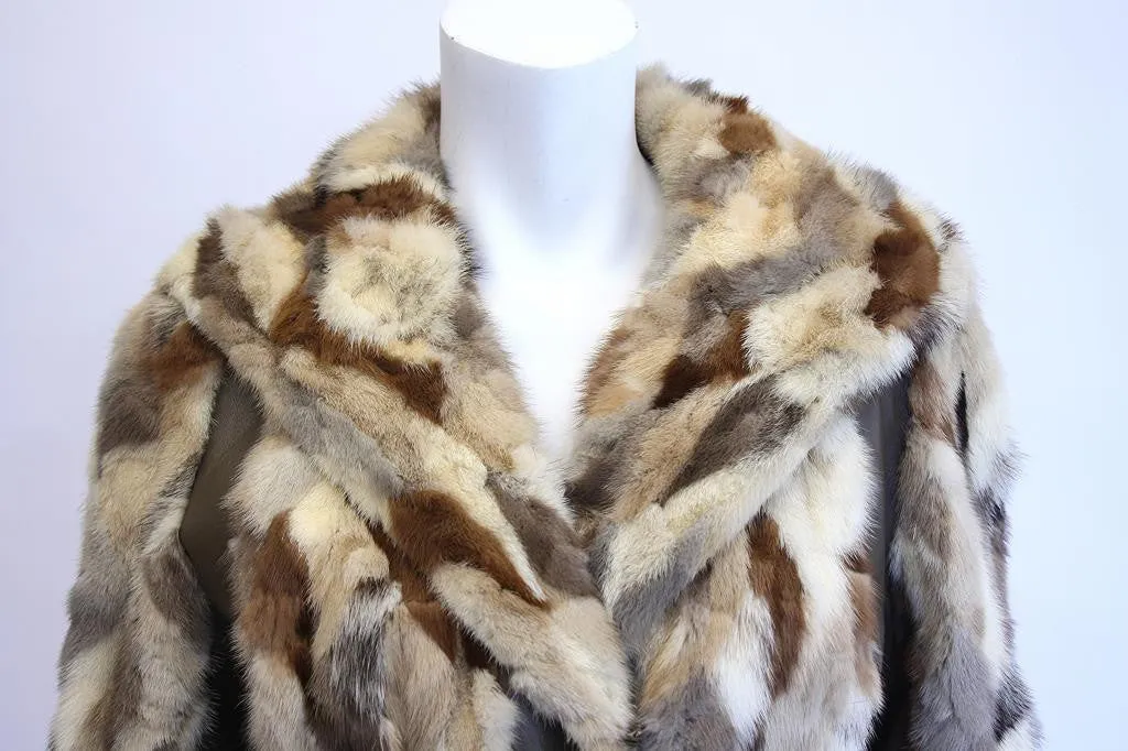 Vintage 60's Patchwork Mink Fur & Leather Coat