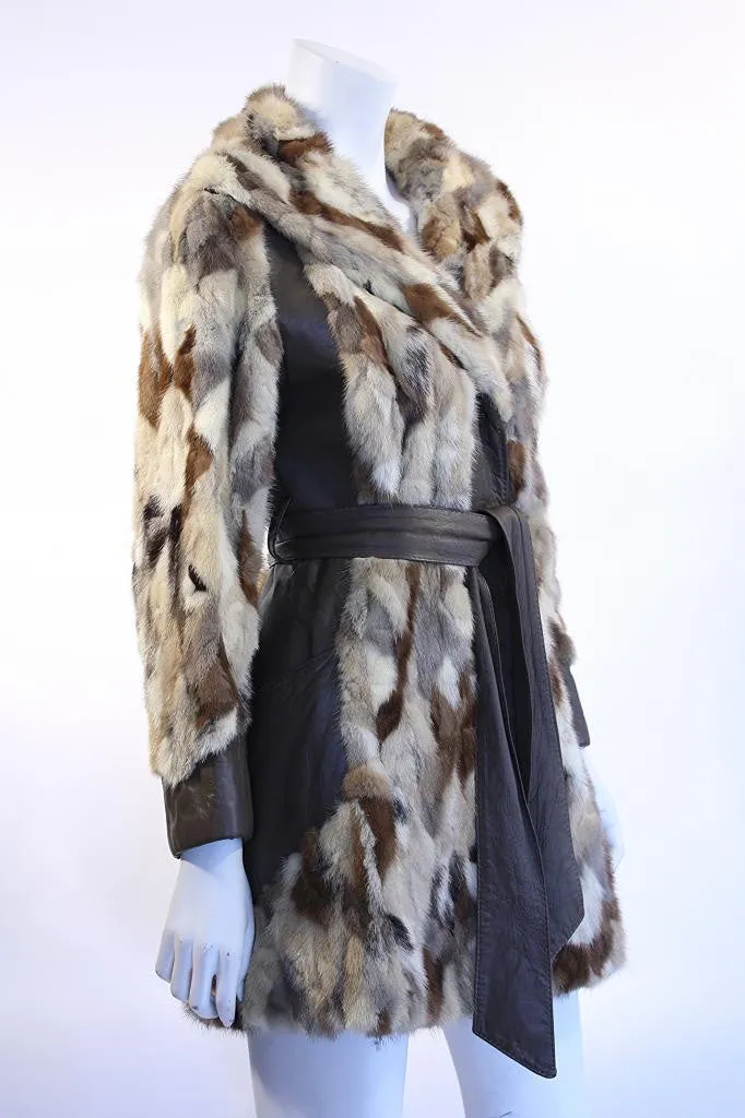 Vintage 60's Patchwork Mink Fur & Leather Coat