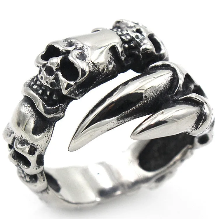 Vintage Punk Rock Beast Claw Skull Ring