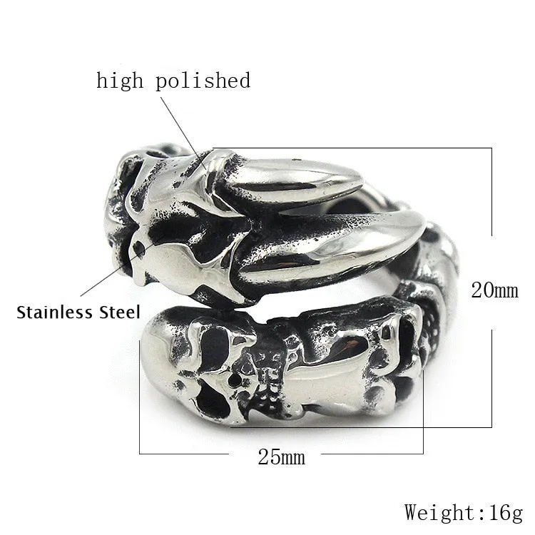 Vintage Punk Rock Beast Claw Skull Ring