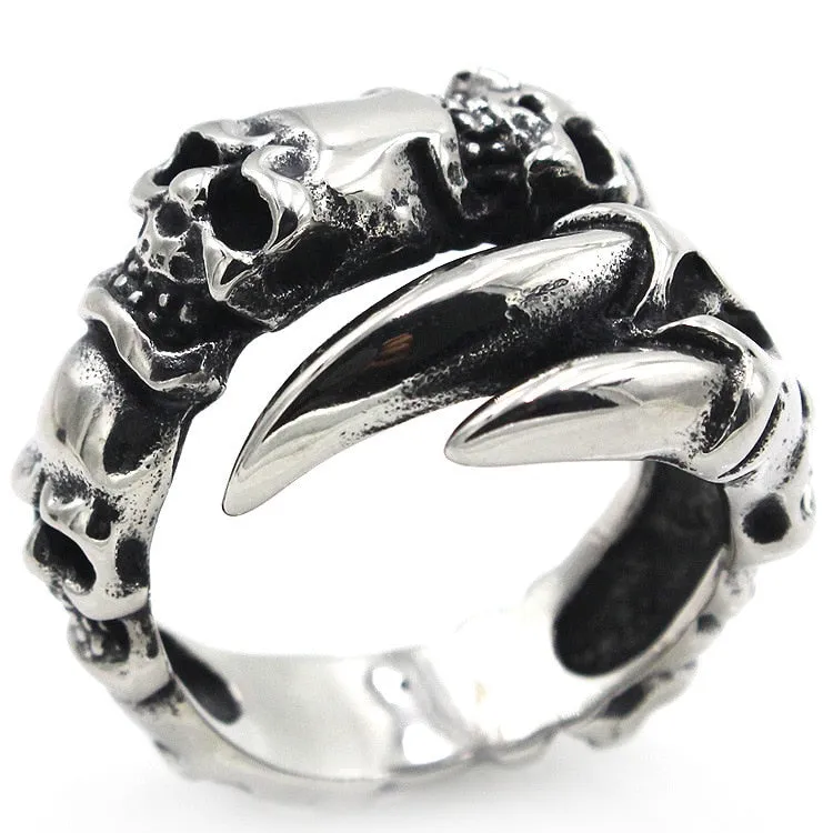 Vintage Punk Rock Beast Claw Skull Ring