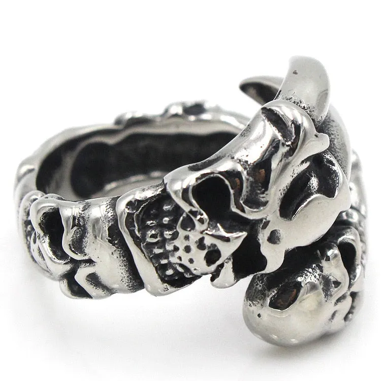 Vintage Punk Rock Beast Claw Skull Ring