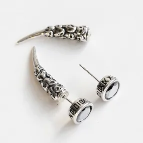 Vintage Wolf Tooth Skull Stud Earrings