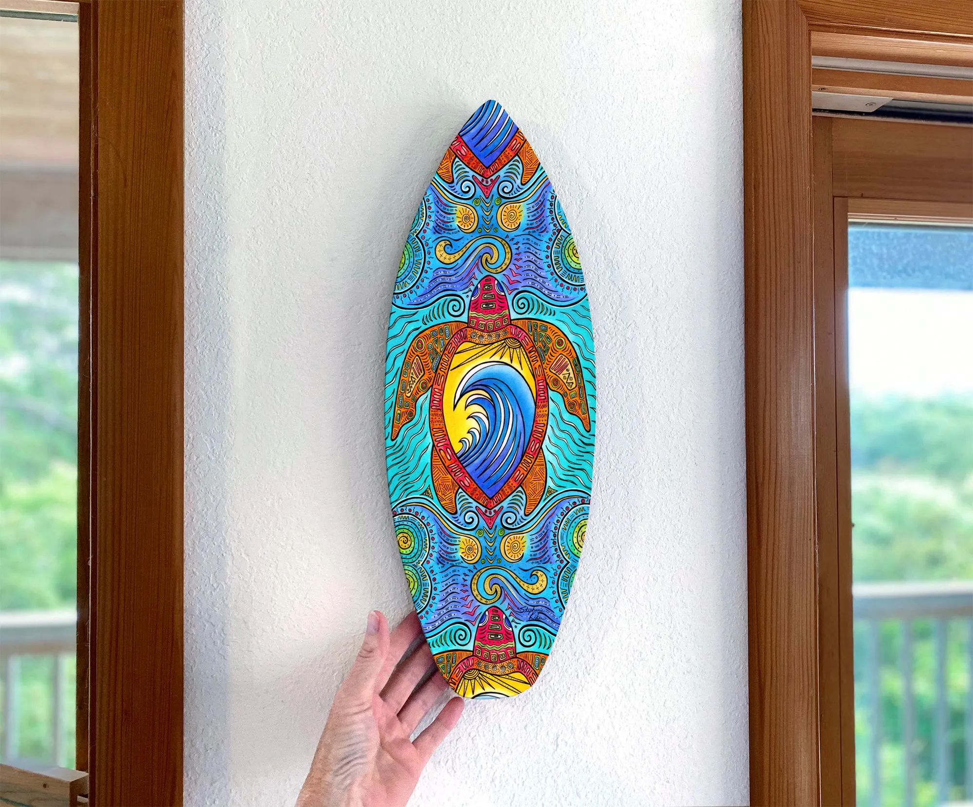 Waves of the Turtle Surfboard Wall Art