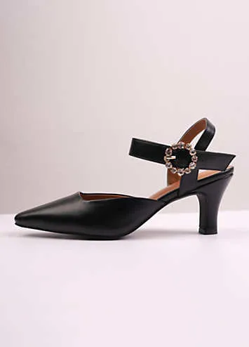 Where’s That From New Form Black Diamante Buckle Detail Court Shoes | Grattan