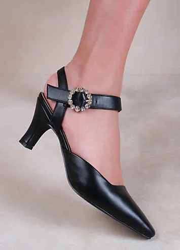 Where’s That From New Form Black Diamante Buckle Detail Court Shoes | Grattan