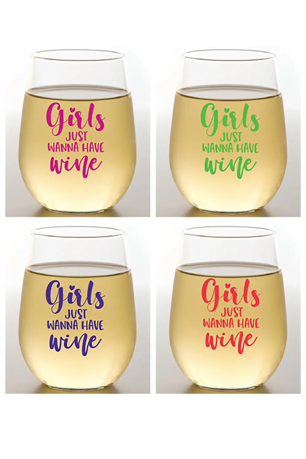 Winey Girls Shatterproof Designer Wine Glasses - 4PK