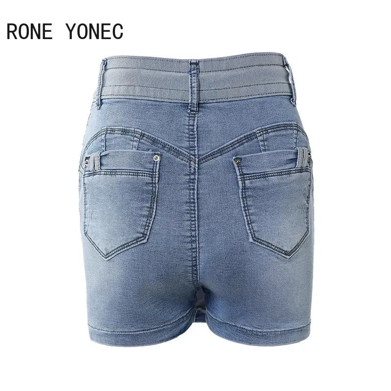 Women Casual Drawstring Pocket Skinny Straight Jeans Denim Skirt Shorts