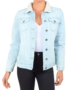 Womens Borg Lined Denim Jacket, UK Sizes 8 to 16