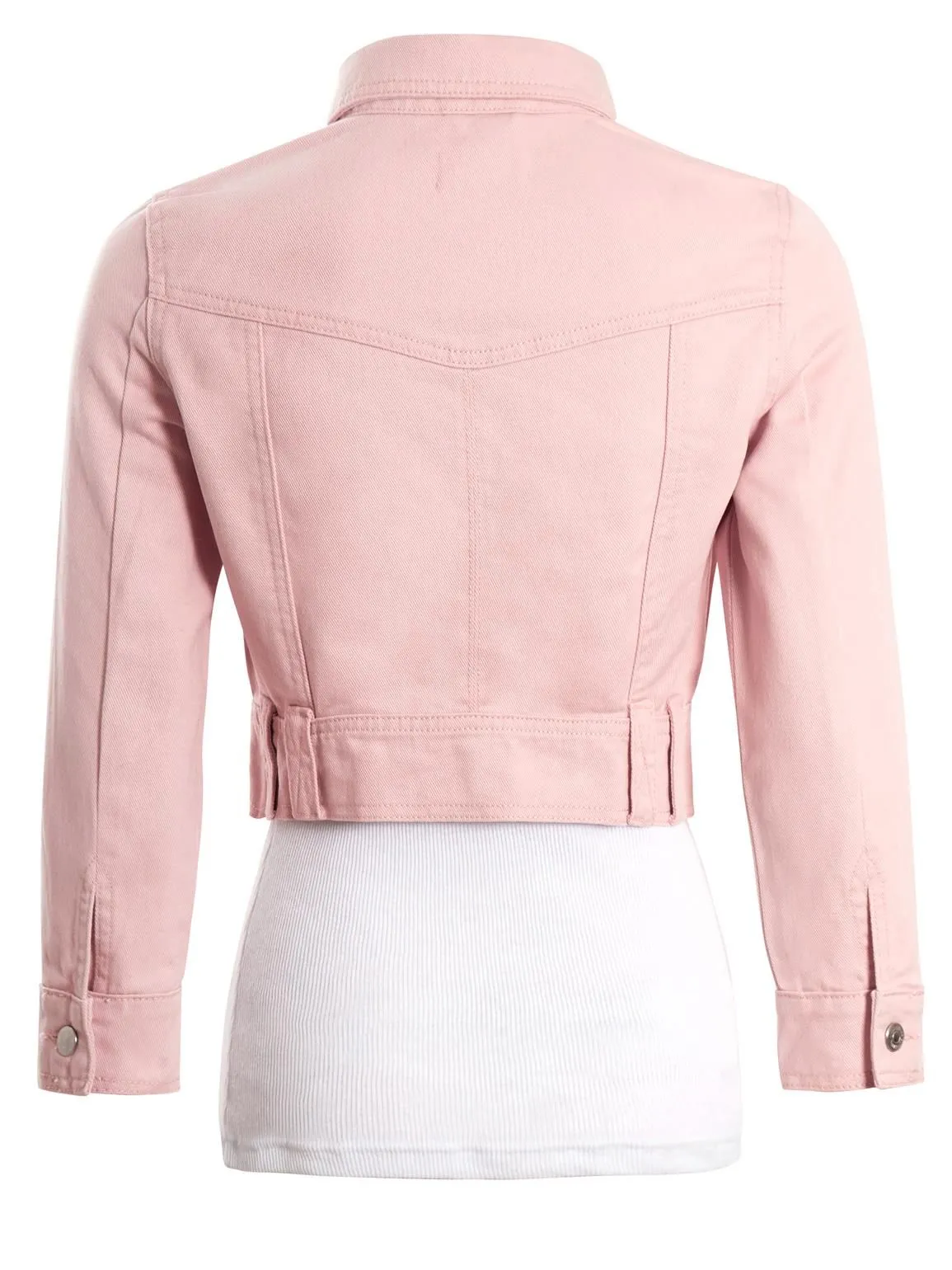 Womens Cropped Pale Pink Denim Jacket, UK Sizes 6 to 16