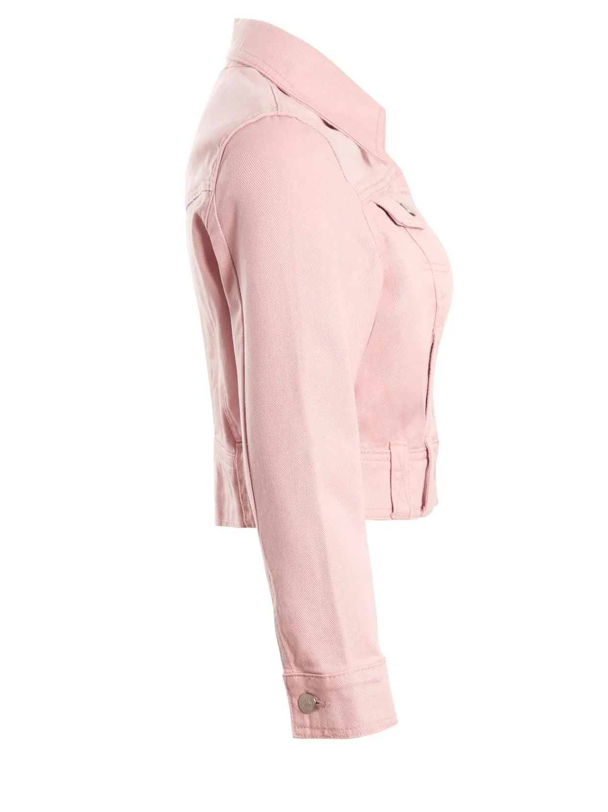 Womens Cropped Pale Pink Denim Jacket, UK Sizes 6 to 16